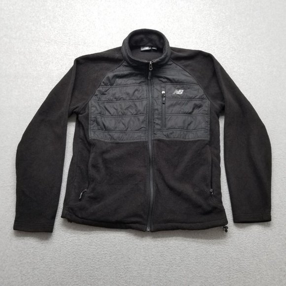 New Balance Jacket Mens Medium Black Zip‎ Fleece Pockets Mock Neck Outdoor - Picture 1 of 11